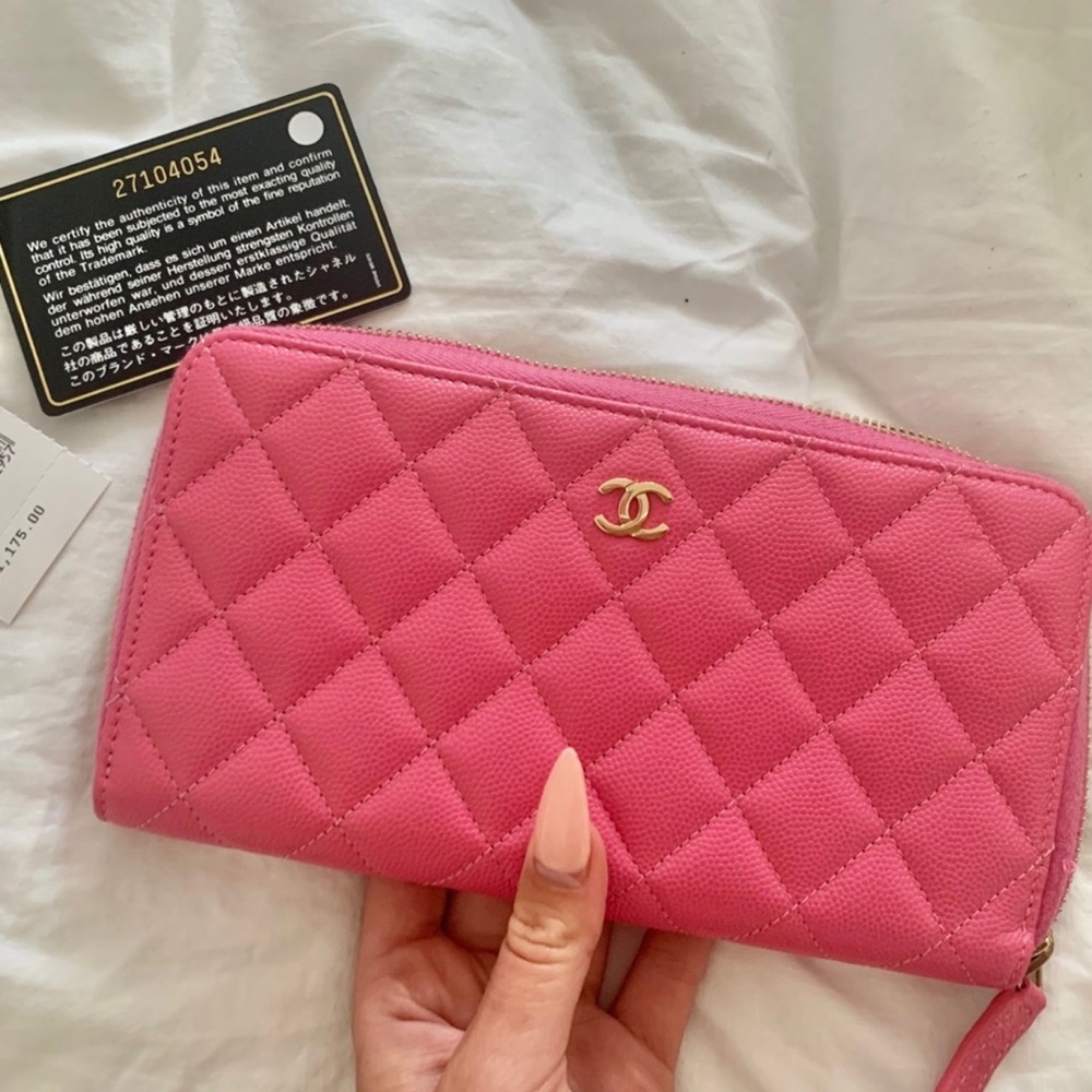 Pink Chanel Zippy Wallet